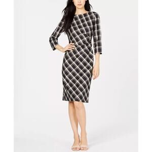 WEEKEND MAX MARA Fiorina Ruched Plaid Pencil Dress IT 40 US 6